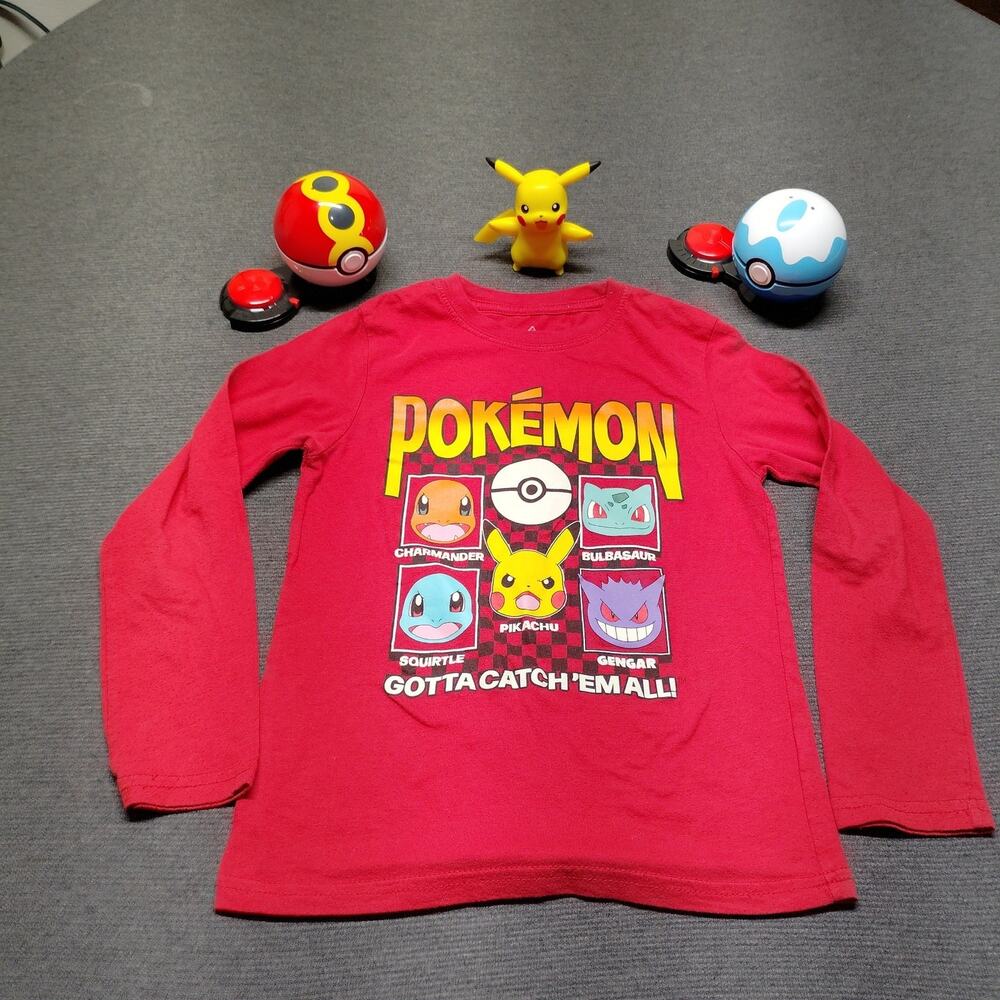 Pokemon Bundle Shirt Boys L Pikachu Figure Dive Ball Disc Set